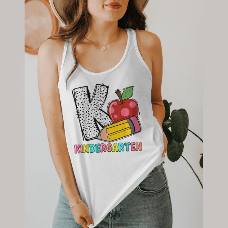 K Is For Kindergarten Teacher Pencil Apple Back To School Flowy Tank, funny design K Is For Kindergarten Teacher Pencil Apple Back To School Flowy Tank, funny design