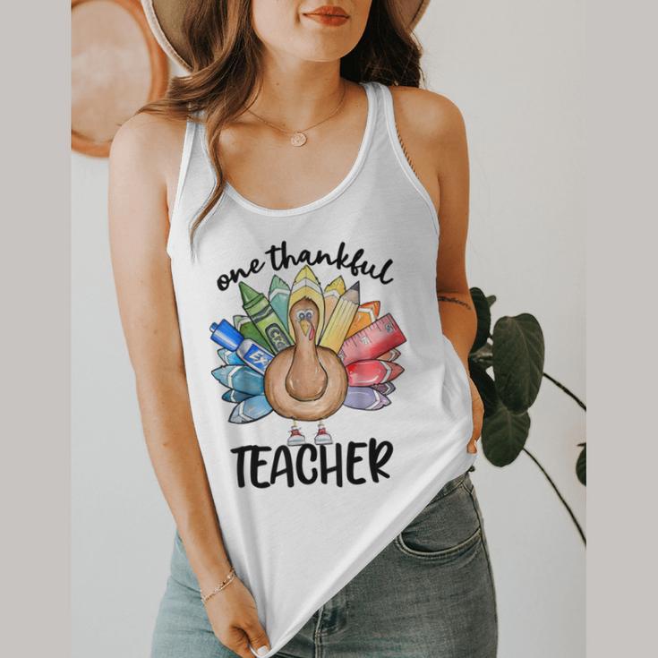 One Thankful Teacher Turkey Pencil Thanksgiving Teachers Flowy Tank, funny design One Thankful Teacher Turkey Pencil Thanksgiving Teachers Flowy Tank, funny design