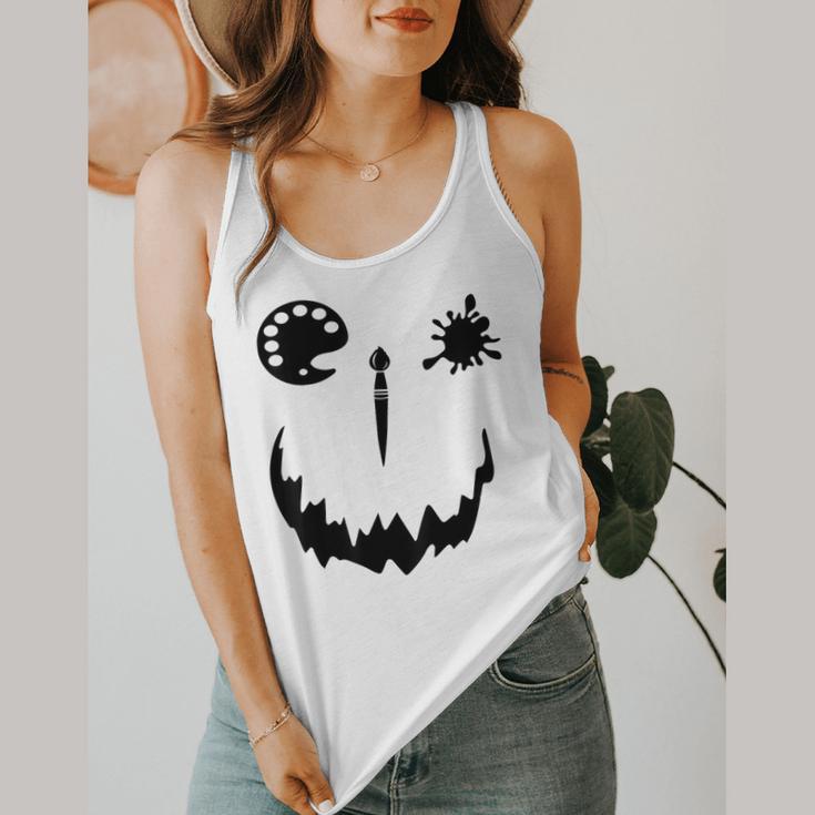 Pumpkin Artist Halloween Art Teacher Flowy Tank, funny design
