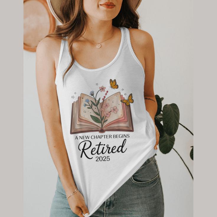 Retired 2025 A New Chapter Begins Retirement Teacher Book Flowy Tank, funny design Retired 2025 A New Chapter Begins Retirement Teacher Book Flowy Tank, funny design