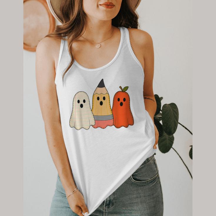 Retro Pencil Ghost Boo Spooky Teacher Halloween Costume Flowy Tank, funny design Retro Pencil Ghost Boo Spooky Teacher Halloween Costume Flowy Tank, funny design