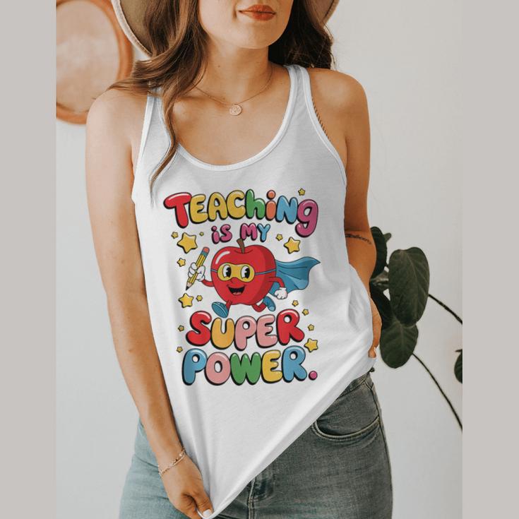 Retro Teaching Is My Superpower Apple Teacher Appreciation Flowy Tank, funny design Retro Teaching Is My Superpower Apple Teacher Appreciation Flowy Tank, funny design