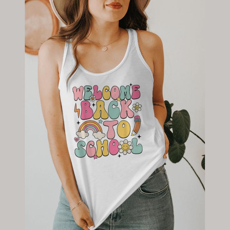 Retro Welcome Back To School Teacher Appreciation Boys Girls Flowy Tank, funny design Retro Welcome Back To School Teacher Appreciation Boys Girls Flowy Tank, funny design