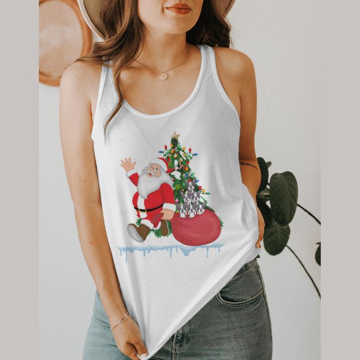 Santa Ugly Christmas Tree Lights Boston Terrier Dog Lover Flowy Tank, funny design