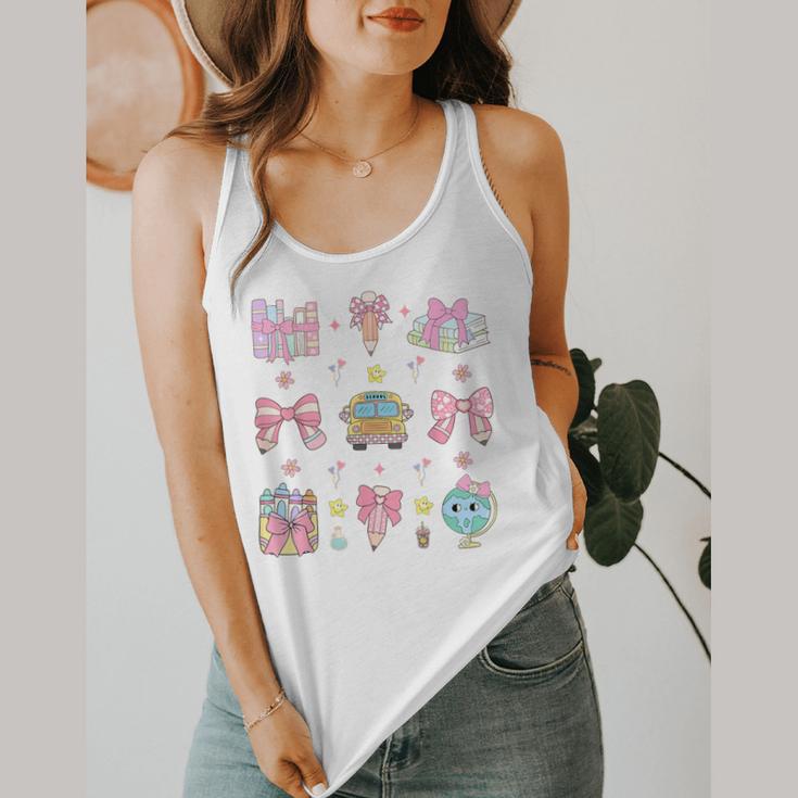 School Pencils And Bows Teacher Bow Coquette Pencil Girls Flowy Tank, funny design School Pencils And Bows Teacher Bow Coquette Pencil Girls Flowy Tank, funny design