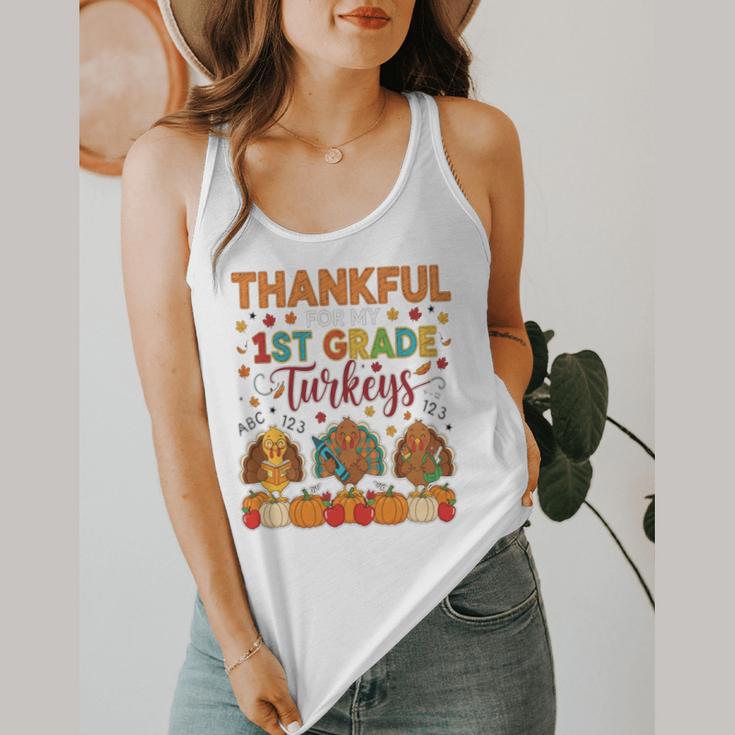 Teach Thanksgiving Teacher Thankful For My 1st Grade Turkeys Flowy Tank, funny design Teach Thanksgiving Teacher Thankful For My 1st Grade Turkeys Flowy Tank, funny design
