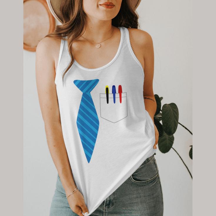 Teacher Tie & Pocket Protector Costume School Flowy Tank, funny design Teacher Tie & Pocket Protector Costume School Flowy Tank, funny design