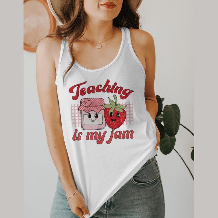 Teaching Is My Jam Cute Strawberry For Women Teachers Flowy Tank, funny design