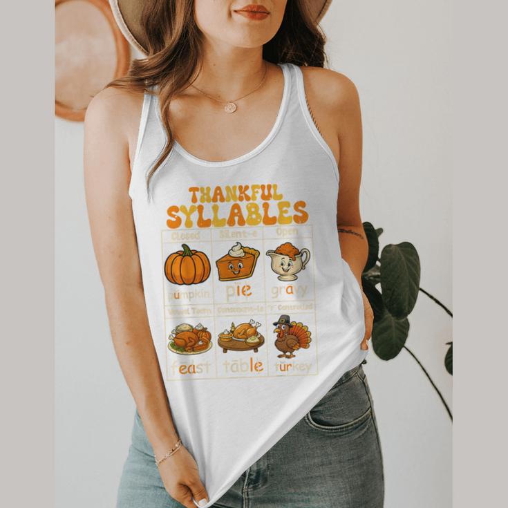 Thankful Syllables Teacher Thanksgiving Educational Kids Flowy Tank, funny design Thankful Syllables Teacher Thanksgiving Educational Kids Flowy Tank, funny design