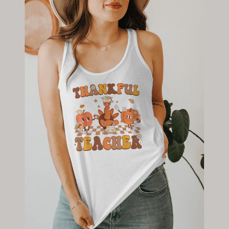 Thankful Teacher Retro Groovy Thanksgiving Fall Women Men Flowy Tank, funny design Thankful Teacher Retro Groovy Thanksgiving Fall Women Men Flowy Tank, funny design