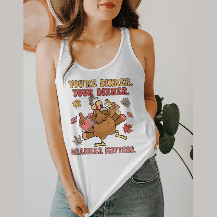 Thanksgiving Grammar Thankful English Teacher Fall Turkey Flowy Tank, funny design Thanksgiving Grammar Thankful English Teacher Fall Turkey Flowy Tank, funny design
