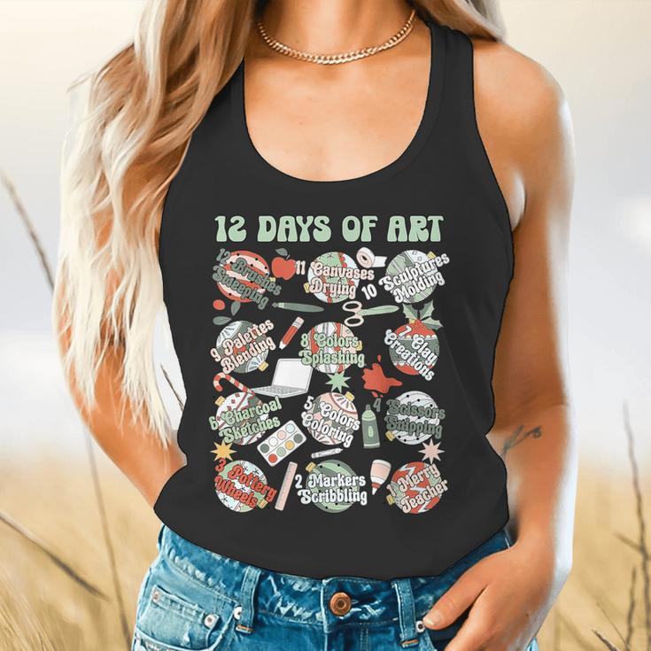 12 Days Of Art Teacher Christmas Artists Painter Educational Flowy Tank, gift for family, gift for coworker 12 Days Of Art Teacher Christmas Artists Painter Educational Flowy Tank, gift for family, gift for coworker