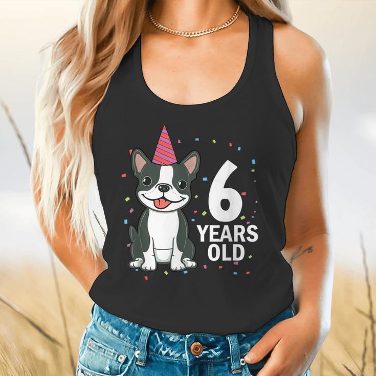 6 Years Old Birthday Boston Terrier Dog Lover 6th Party Kid Flowy Tank, gift for family, gift for coworker