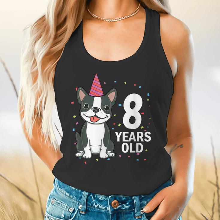 8 Years Old Birthday Boston Terrier Dog Lover 8th Party Kid Flowy Tank, gift for family, gift for coworker