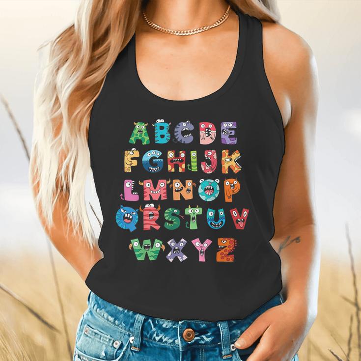 ABC Cute Monster Alphabet Halloween Teacher Costume Kids Flowy Tank, gift for family, gift for coworker ABC Cute Monster Alphabet Halloween Teacher Costume Kids Flowy Tank, gift for family, gift for coworker