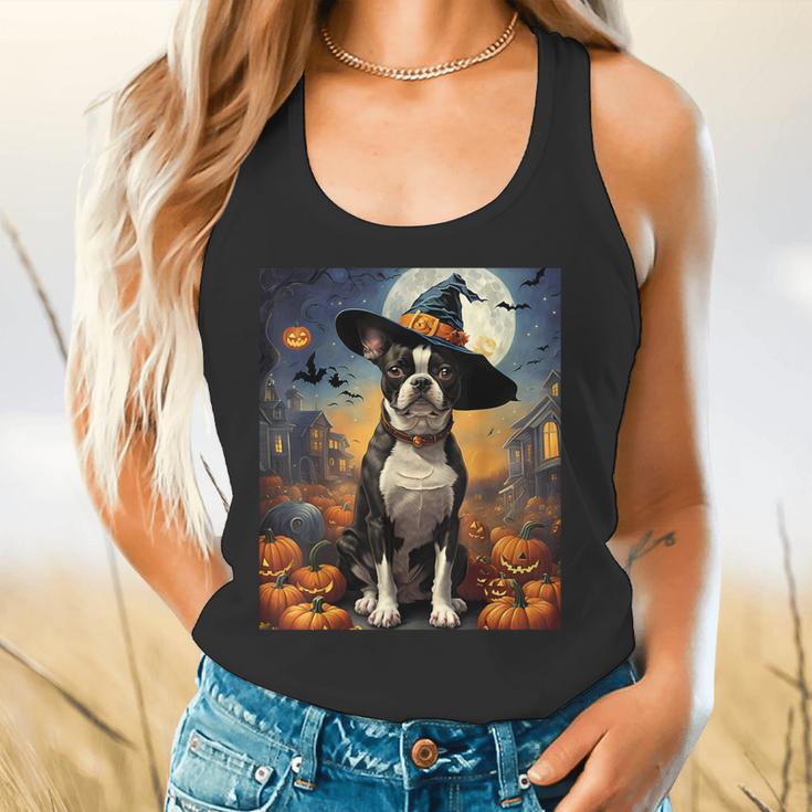 Aesthetic Halloween Boston Terrier Dog Witch Pumpkin For Men Women Kids Flowy Tank, gift for family, gift for coworker