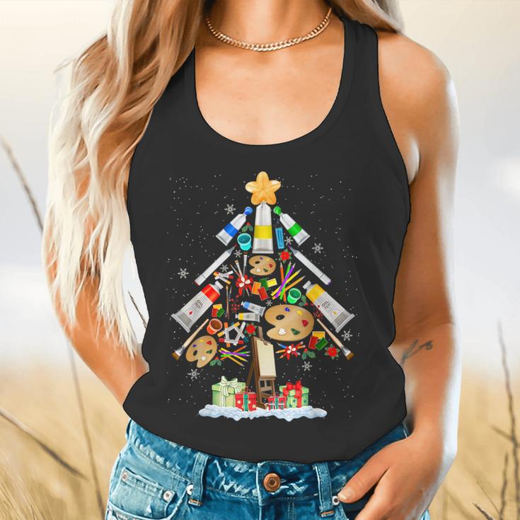 Art Christmas Tree Merry Christmas Artist Art Teacher Flowy Tank, gift for family, gift for coworker