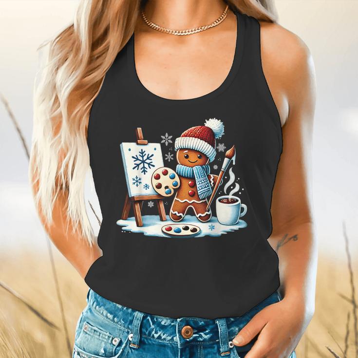 Artist Gingerbread Painter Art Teacher Student Christmas Flowy Tank, gift for family, gift for coworker