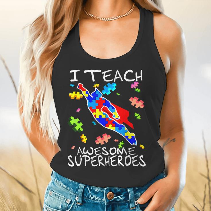 Autism Awareness Teacher I Teach Awesome Superheroes Flowy Tank, gift for family, gift for coworker Autism Awareness Teacher I Teach Awesome Superheroes Flowy Tank, gift for family, gift for coworker