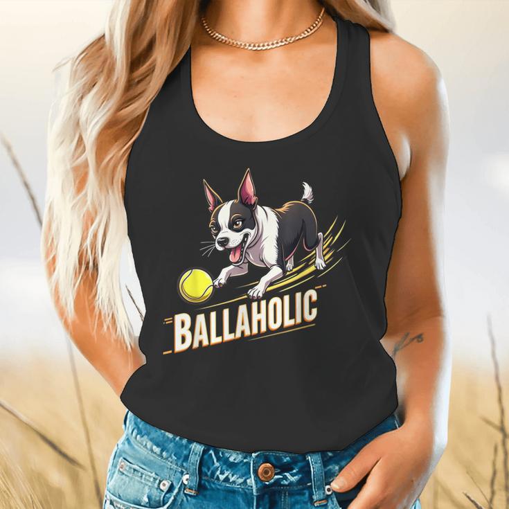 Ballaholic Boston Terrier Dog Chasing Bostie Ball Flowy Tank, gift for family, gift for coworker