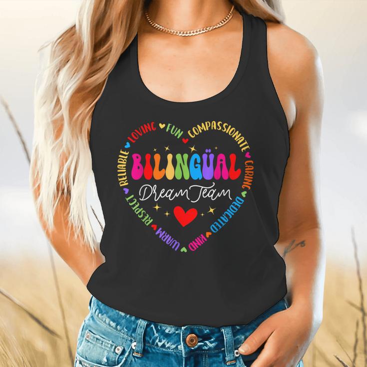 Bilingues Dream Team Dual Language Bilingual Crew Teacher Flowy Tank, gift for family, gift for coworker