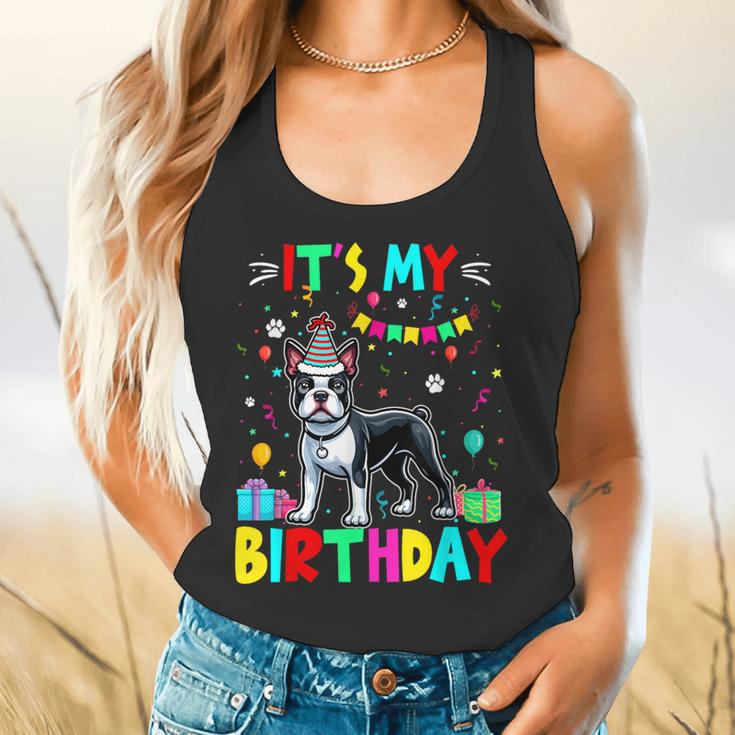 My Birthday Colorful Costume Boston Terrier Party Flowy Tank, gift for family, gift for coworker