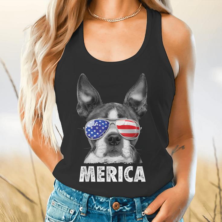 Boston Terrier 4th Of July Merica Men Women USA Flag Vintage Flowy Tank, gift for family, gift for coworker