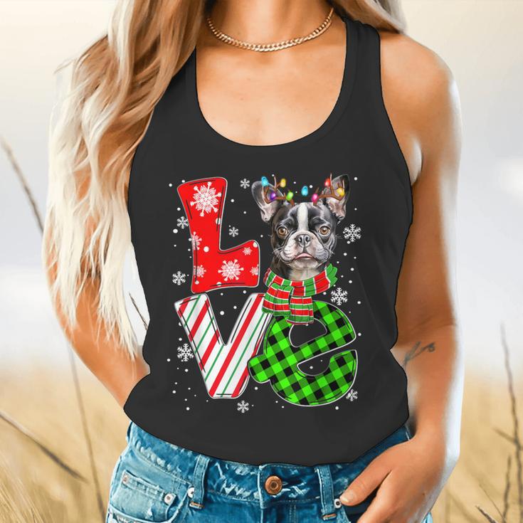 Boston Terrier Christmas Tree Lights Santa Dog Xmas For Men Women Kids Flowy Tank, gift for family, gift for coworker