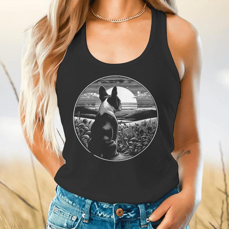Boston Terrier Dog Nature Scene Graphic Art Men Women Girls Kids Flowy Tank, gift for family, gift for coworker