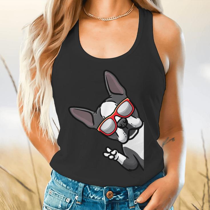 Boston Terrier Dog From Side Boston Bull Flowy Tank, gift for family, gift for coworker