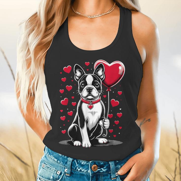 Boston Terrier Dog Valentine's Day Dog Owner Valentine Flowy Tank, gift for family, gift for coworker