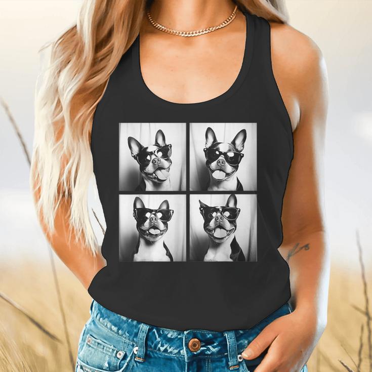 Boston Terrier Dogs With Sunglasses Photo Pets Meme Flowy Tank, gift for family, gift for coworker