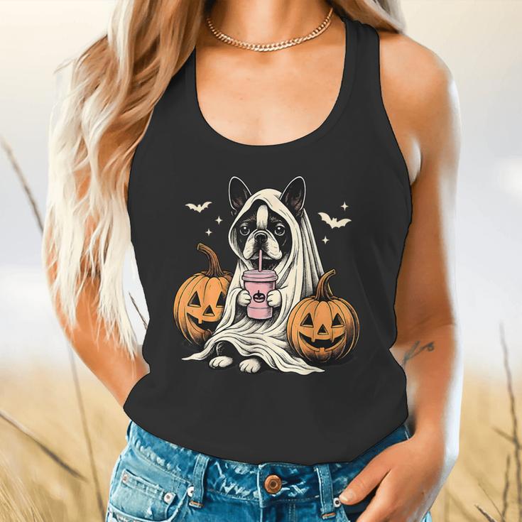 Boston Terrier Ghost Boo Halloween Costume Spooky Season Flowy Tank, gift for family, gift for coworker