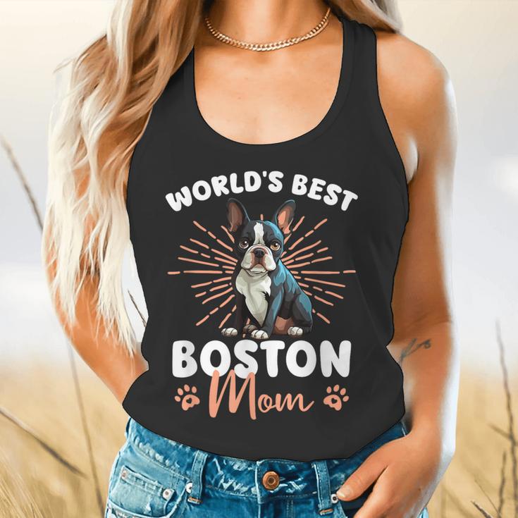 Boston Terrier Groovy World's Best Boston Mom Flowy Tank, gift for family, gift for coworker
