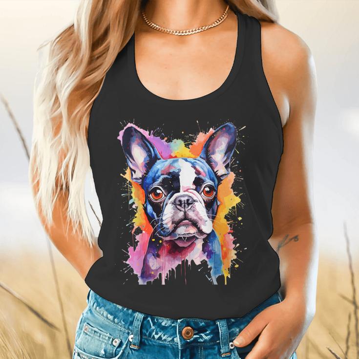 Boston Terrier Lover Pop Art Color Boston Terrier Dog For Men Women Girls Kids Flowy Tank, gift for family, gift for coworker