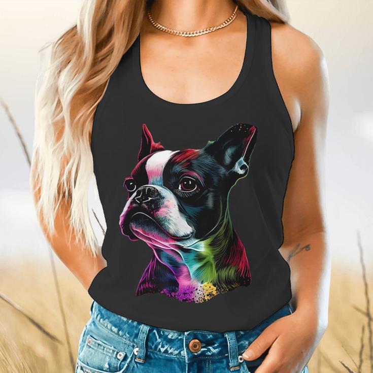 Boston Terrier Lovers Colorful Pop Art Boston Terrier Flowy Tank, gift for family, gift for coworker