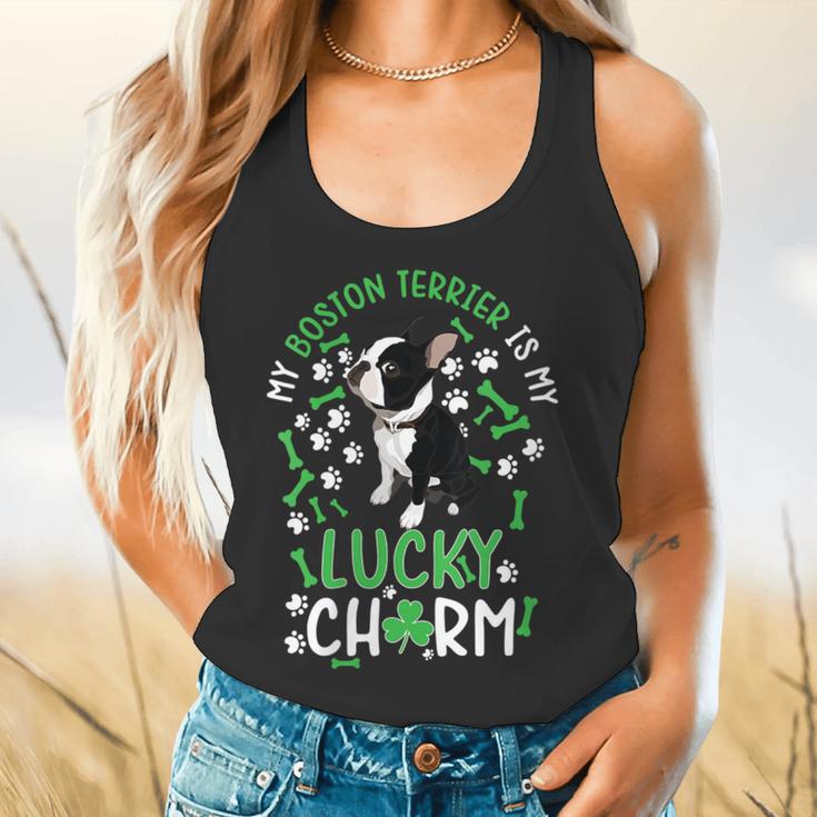 My Boston Terrier Is My Lucky Charm Paw Dog St Patrick's Day Flowy Tank, gift for family, gift for coworker