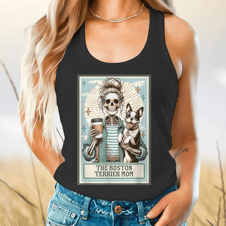 The Boston Terrier Mom Skeleton Spooky Season Halloween Flowy Tank, gift for family, gift for coworker