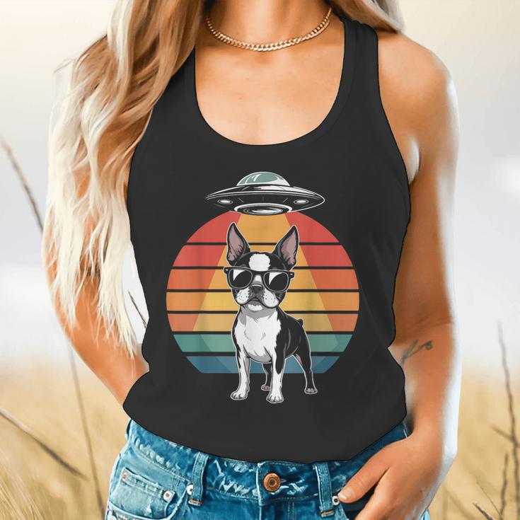 Boston Terrier UFO Alien Boston Terrier Dog Mom Dad Flowy Tank, gift for family, gift for coworker