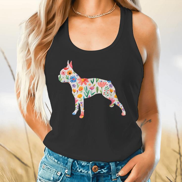 Boston Terrier Watercolor Flowers Flowy Tank, gift for family, gift for coworker