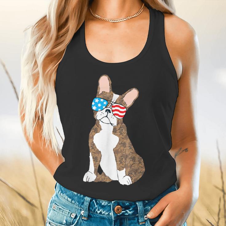 Brindle Boston Terrier Dog Patriotic Shirt USA Flag Flowy Tank, gift for family, gift for coworker