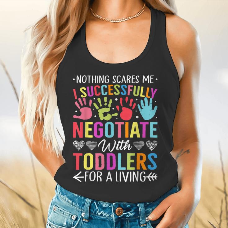 Childcare Teacher Negotiate With Toddlers Daycare Provider Men Women Girls Kids Flowy Tank, gift for family, gift for coworker