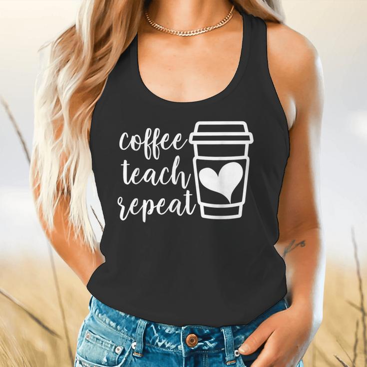 Coffee Teach Repeat Women's Misses Plus Size Teacher Flowy Tank, gift for family, gift for coworker