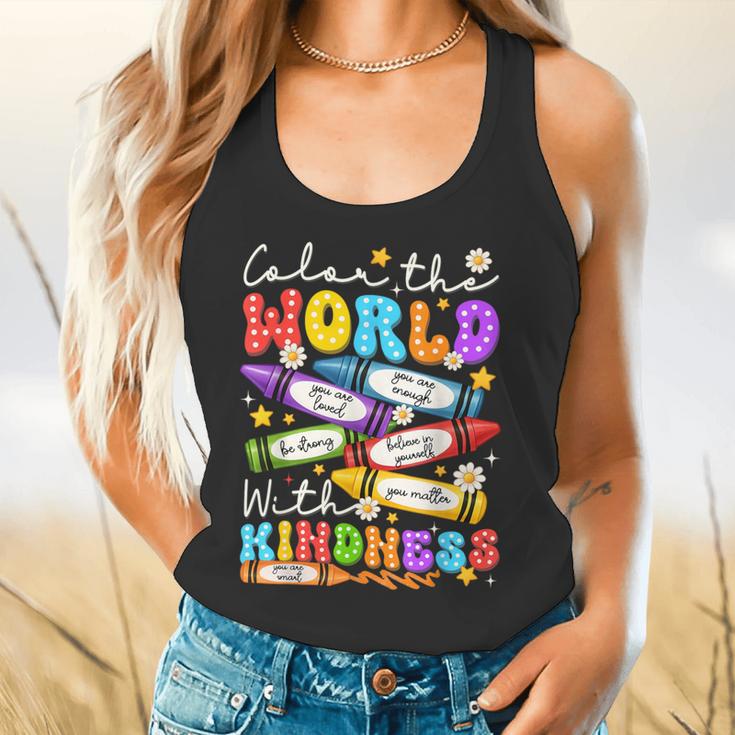 Color The World With Kindness Crayon Positivity Teacher Flowy Tank, gift for family, gift for coworker Color The World With Kindness Crayon Positivity Teacher Flowy Tank, gift for family, gift for coworker