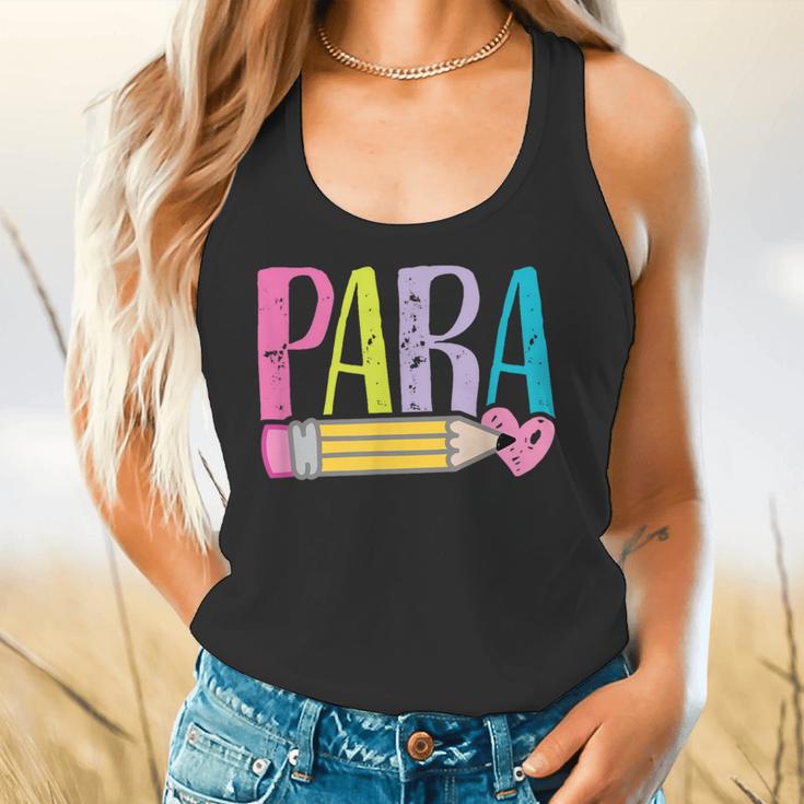 Colorful PARA Teacher Paraprofessional Cute Pencil Flowy Tank, gift for family, gift for coworker Colorful PARA Teacher Paraprofessional Cute Pencil Flowy Tank, gift for family, gift for coworker