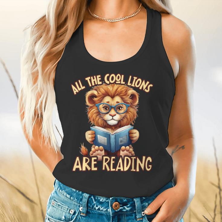 All The Cool Lions Are Reading Lion Teacher Men Women Kids Flowy Tank, gift for family, gift for coworker