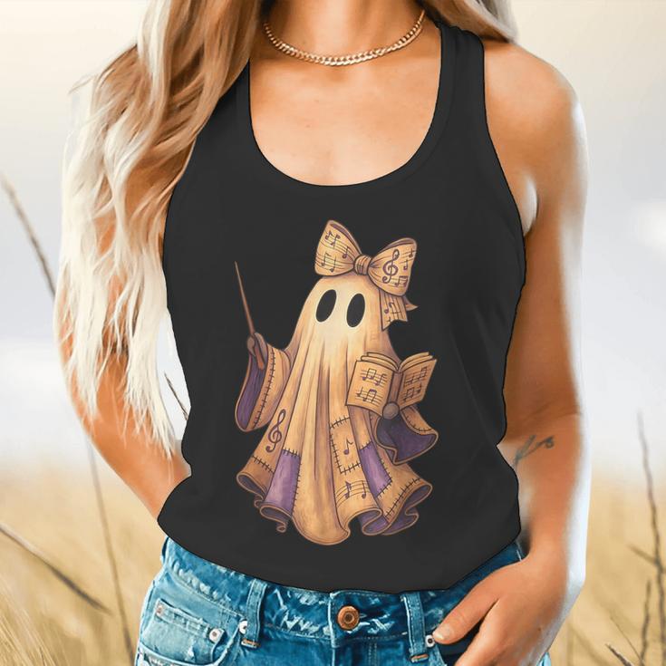 Coquette Music Note Patchwork Ghost Music Teacher Halloween Flowy Tank, gift for family, gift for coworker