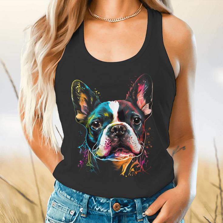 Cute Boston Terrier Puppy Dog Art Lover Unique Painting For Men Women Kids Flowy Tank, gift for family, gift for coworker