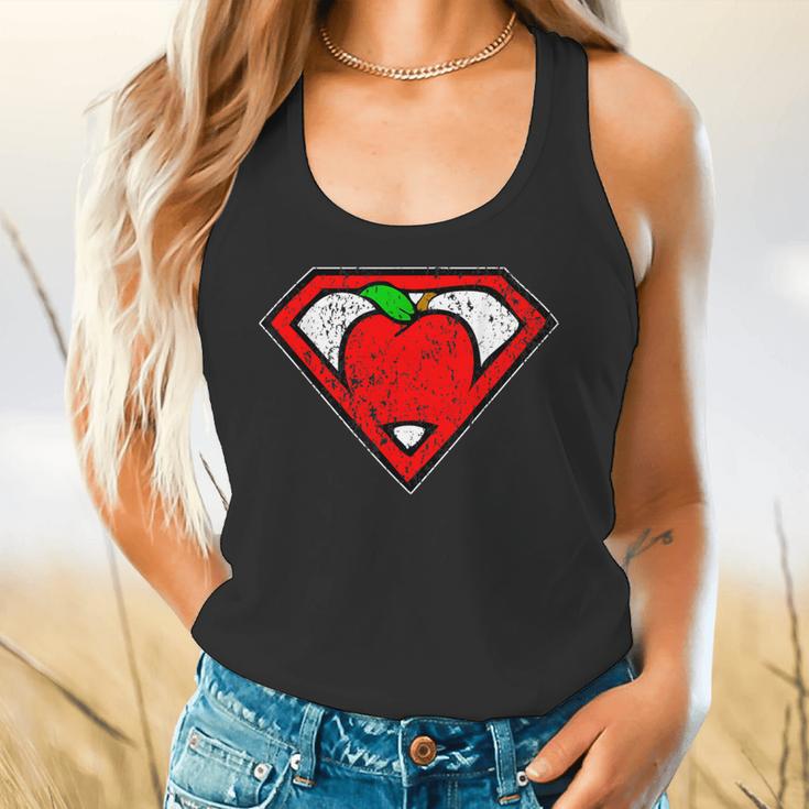 Cute Distressed Super Teacher Superhero Apple Shirt Flowy Tank, gift for family, gift for coworker Cute Distressed Super Teacher Superhero Apple Shirt Flowy Tank, gift for family, gift for coworker