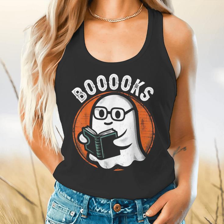 Cute Ghost Book Reading Books Lover Retro Halloween Teacher Flowy Tank, gift for family, gift for coworker